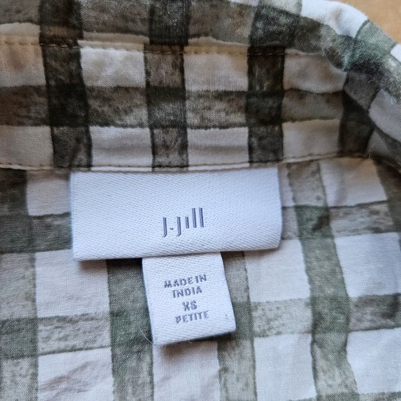 J Jill Sleeveless Green White Check Tie Front Summer Top Size XS Petite - Picture 5 of 6